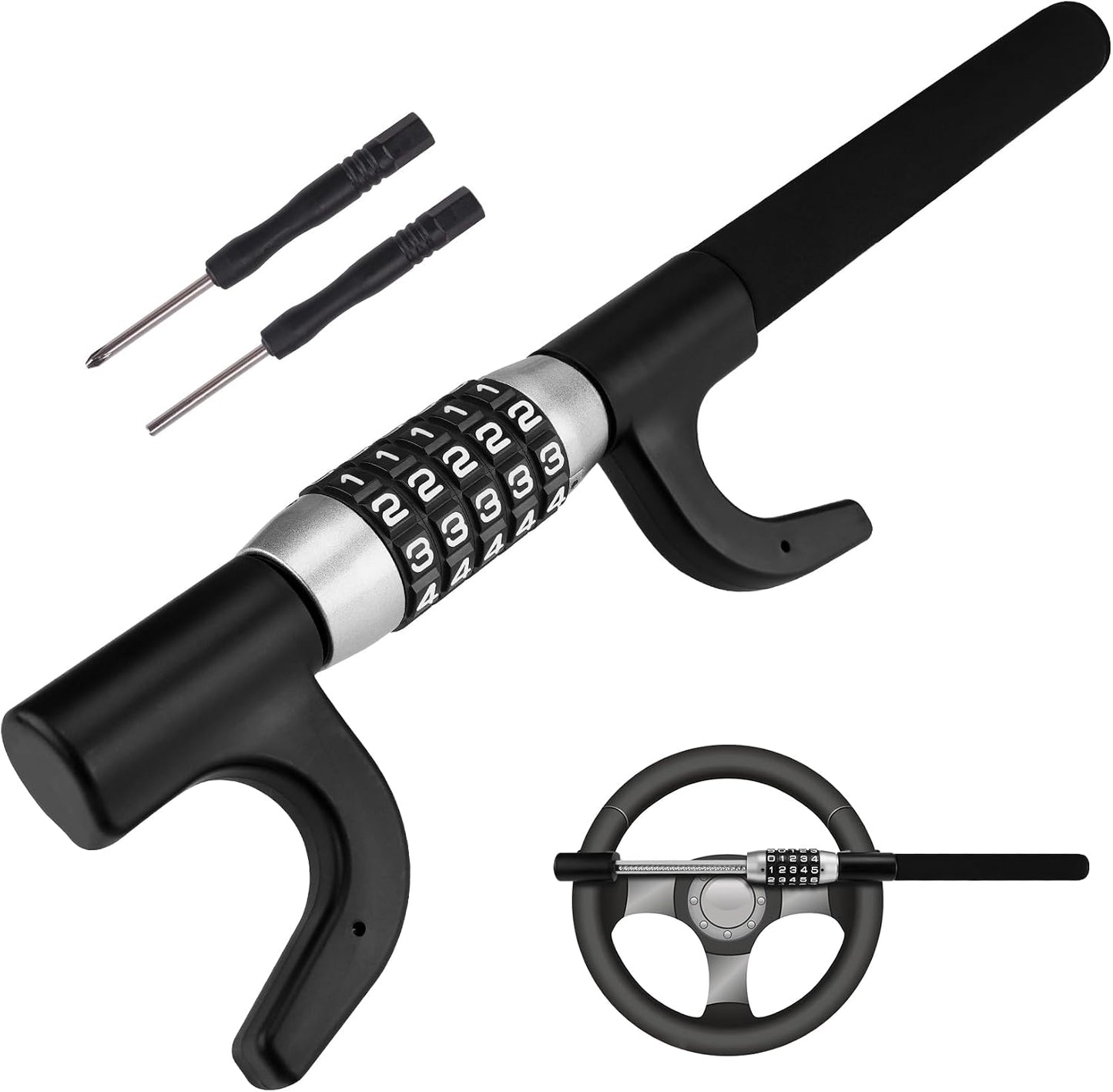 Combination Steering Wheel Lock Password Code Heavy Duty Car Security Black
