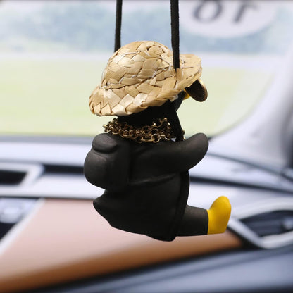 Swinging Duck Car Hanging Ornament, Cool Car Hanging Accessories for Rear View Mirror, Cute Car Pendant Swinging Sunglasses Duck Hanging Swing