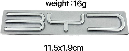 3D Metal Chrome Emblem Badge for BYD Han/Tang/Qin/Song/Yuan/Atto 3/Seal/Dolphin, Silver, 11.5x1.9cm, Waterproof Car Rear Sticker