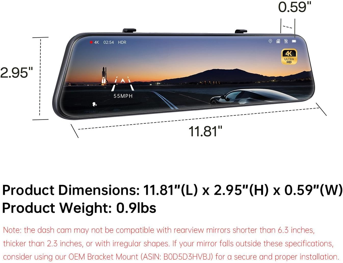 Pelsee P12 Pro 4K Mirror Dash Cam, 12'' Rear View Mirror Camera Smart Driving Assistant w/ADAS and BSD,2160P Front and Rear Camera,Voice Control,Night Vision,Parking Monitoring,32GB Memory Card