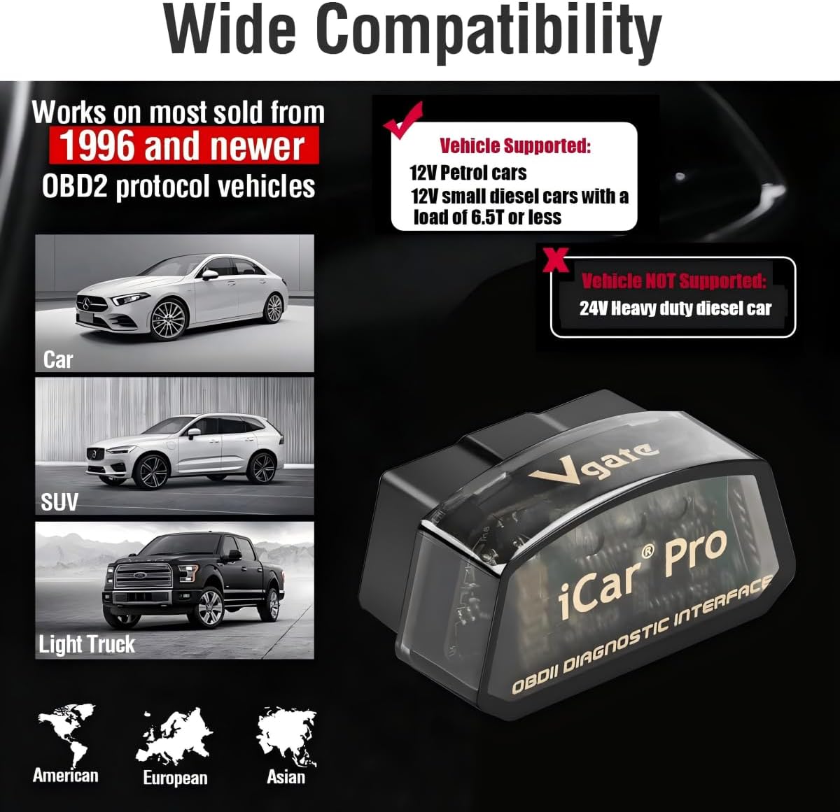 قارئ رموز الأعطاب OBD2 فيجيت آي كار برو بلوتوث 4.0، فاحص رموز OBDII، تحذير فحص المحرك - اي باد ايفون بنظام اي او اس/أندرويد، متوافق مع محول ELM327 (بلوتوث 4.0 لاي باد ايفون بنظام اي او اس/أندرويد)