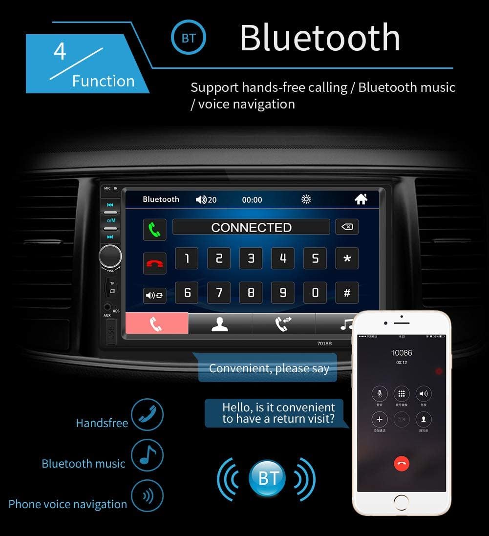 Bluetooth V2.0 7 Inch 2 DIN Car Video Stereo Player Hands-free Call Touch Screen Car MP5 Player TF SD MMC USB FM Radio without DVD