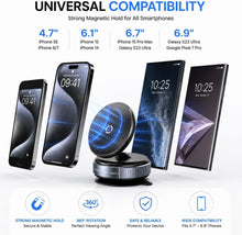 Vacuum Magnetic Car Phone Holder, 360° Rotatable Suction Cup Phone Mount with Strong Magnetic Grip, Adjustable MagSafe Compatible Mobile Holder for Car Dashboard, Mirror, Gym & All Smartphones