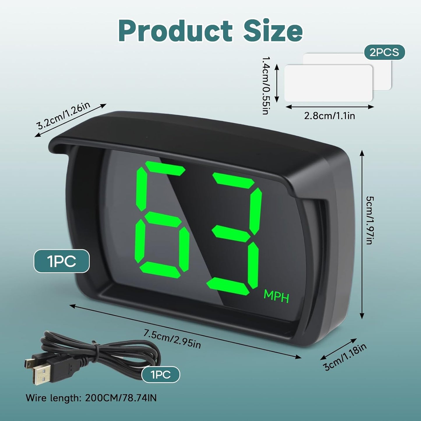Digital Speed Meter, Digital Gps Speedometer Mph Real-Time Hud Speed Display with LED Screen, Plug & Play USB Universal Gps Speed Tracker Heads up Display for Car Truck Motorcycle