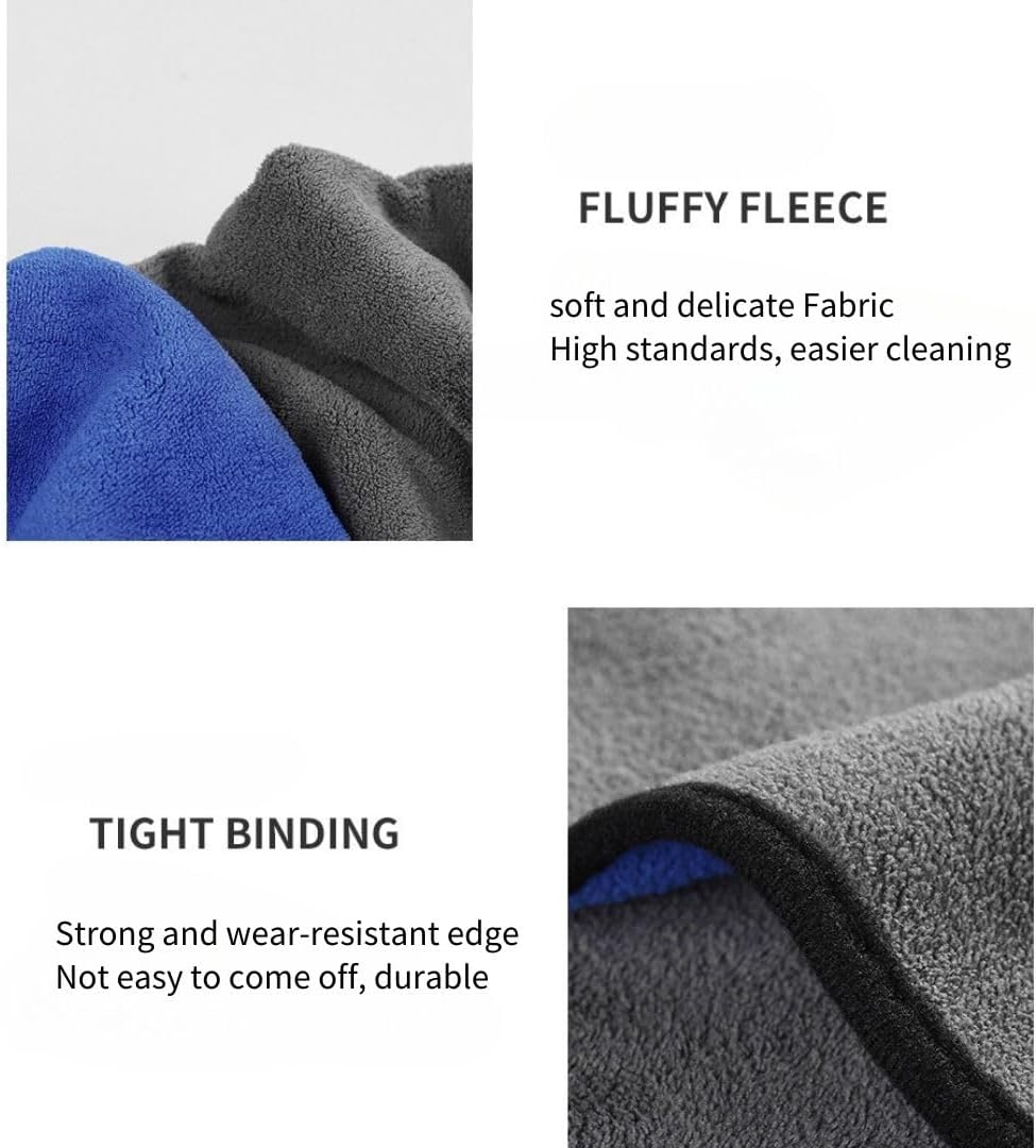 Microfiber Cleaning Cloth for Househould, Car Cleaning Cloth, Car Cleaning Tools, Soft Reusable, Thickended Versatile Cloth 600gsm, 2pcs 30X30CM, 2pcs 30X60CM Car Polishing Drying Cloth (G-01)