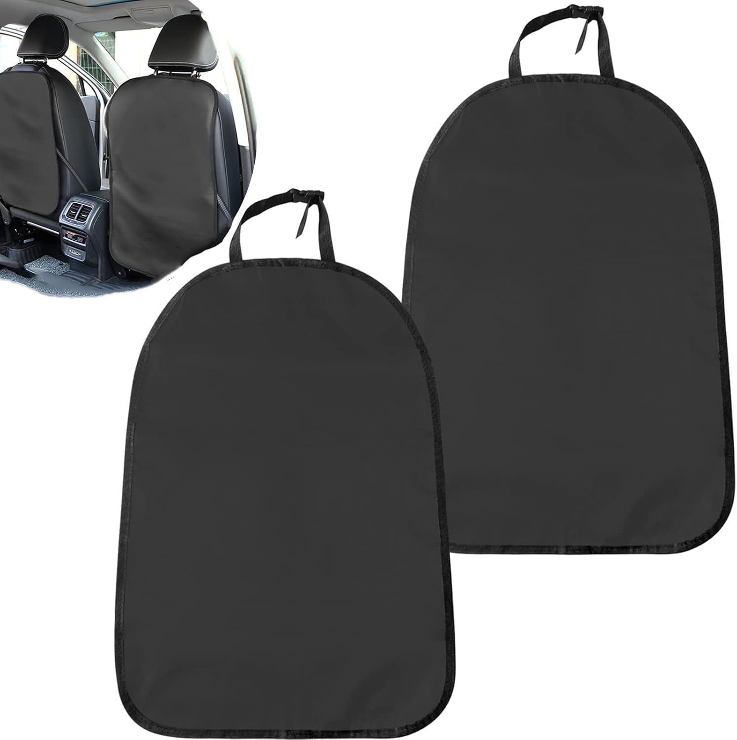 2Pcs Back Seat Protector For Car, Car Kick Mats, Waterproof Protection From Dirt, Vehicle Kids Safety Accessories, Universal Fit Automotive Interior Protectors (Black)