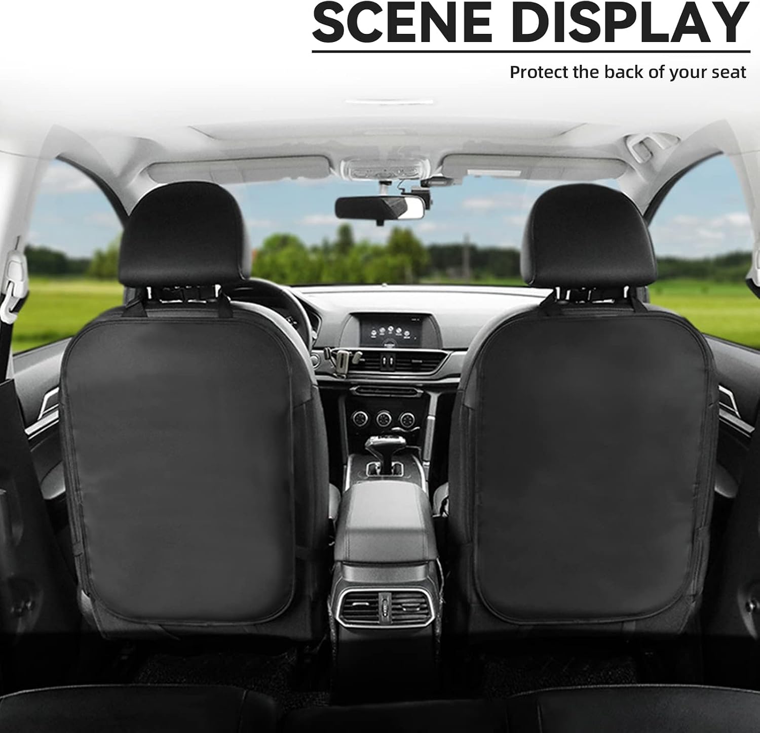 2Pcs Back Seat Protector For Car, Car Kick Mats, Waterproof Protection From Dirt, Vehicle Kids Safety Accessories, Universal Fit Automotive Interior Protectors (Black)