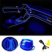 كالاكيلا شريط اضاءة LED داخلي للسيارة من اي ال واير، سلك نيون 5 متر 5 فولت USB مع حماية للمصهر، حافة خياطة 6 ملم، لتزيين السيارات (ازرق، 5 متر)