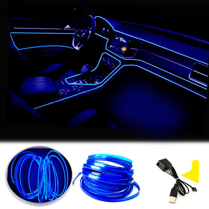 كالاكيلا أضواء شريط LED من سلك EL للداخلية السيارة، سلك نيون 5 متر 5 فولت USB مع حماية الصمامات، تقليم حافة خياطة 6 ملم، لتزيين السيارات. (أبيض، 5 متر)