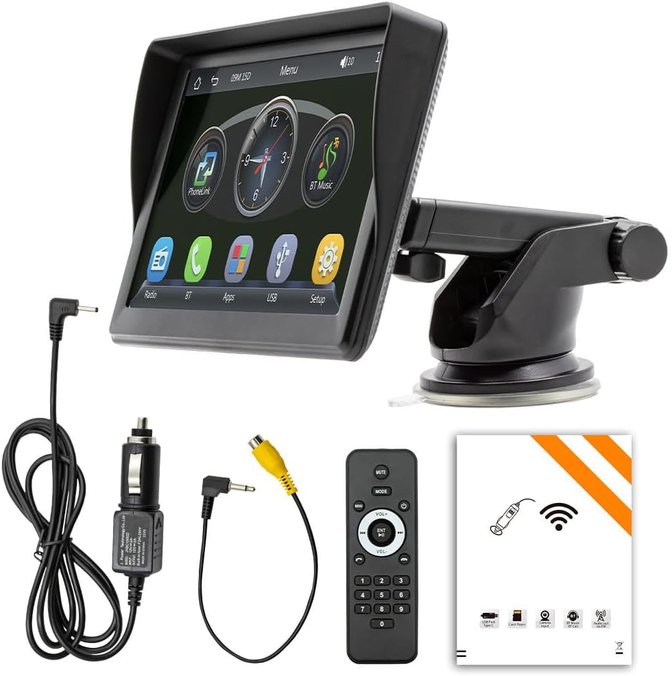 Eacam Portable 7 Inch HD Touch Screen Car Wireless FM Stereo with Android IOS Mirror Link, Bluetooth 5.1, Multimedia Radio Player for All Vehicles