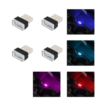 أوغيني 6 قطع مصباح LED USB للسيارة والاماكن الداخلية باضواء احادية اللون، مصباح USB مزود بالفضاء اللوني RGB لتوفير اضاءة ليلية مزخرفة، مجموعة إضاءة محيطة داخلية محمولة للسيارات، اكسسوارات داخلية