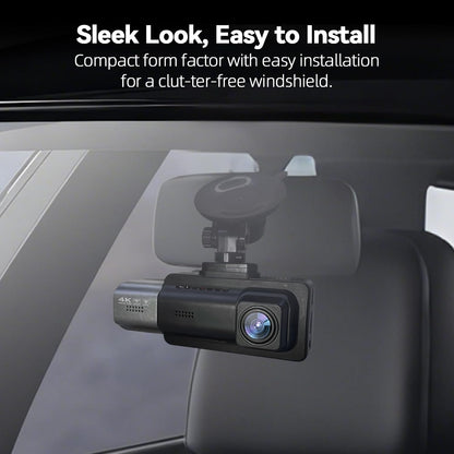 JIMIMAX 4K 3 Channel Dash Cam, 4K+1080P+1080P Front Inside and Rear Cameras, 5.8GHz WiFi 45MB/s Download, Dash Camera for Cars with 3.16" IPS Screen for Parking Monitor, G Sensor -128GB Card Included