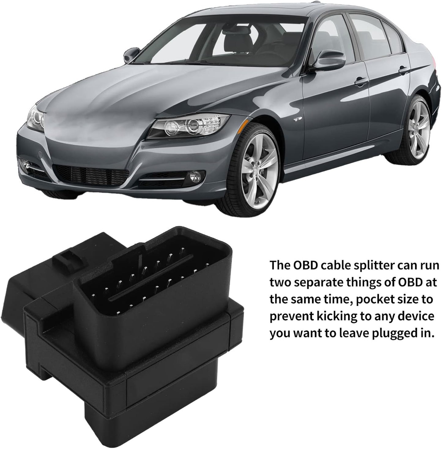Gernie Obd Splitter Adapter, Pocket Obd2 Obdii Full 16 Pin Male To 2 Female 1 Cable For Diagnostic Extender, Compact Adapter Converter