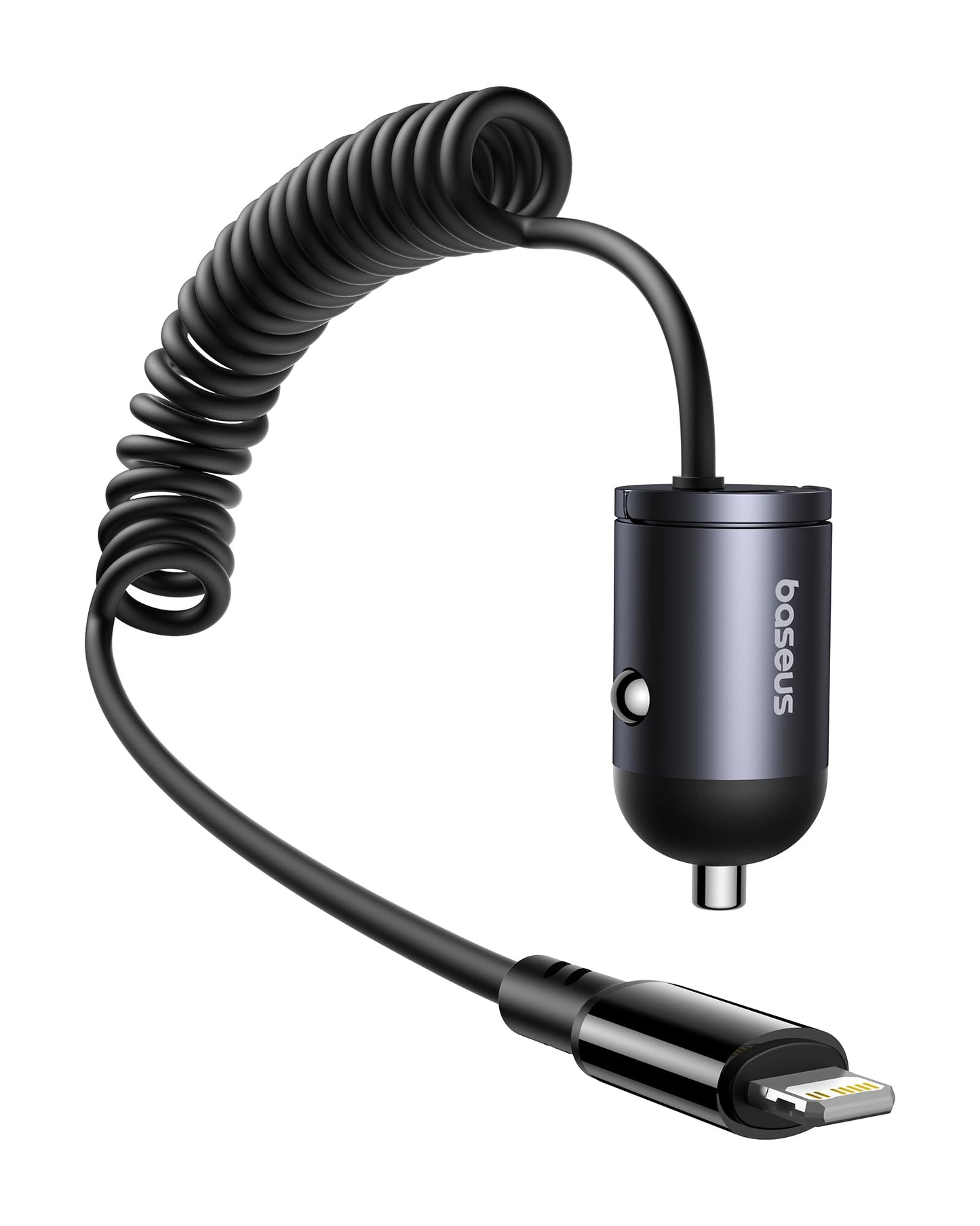 باسيوس 【منفذ واحد - كيبل ملفوف نوع C + 30 واط من النوع C】شاحن سيارة USB-C فائق السرعة بي دي وكيو سي 3.0 لايفون 15 وسامسونج وسلسلة وايباد وماك بوك اير والمزيد