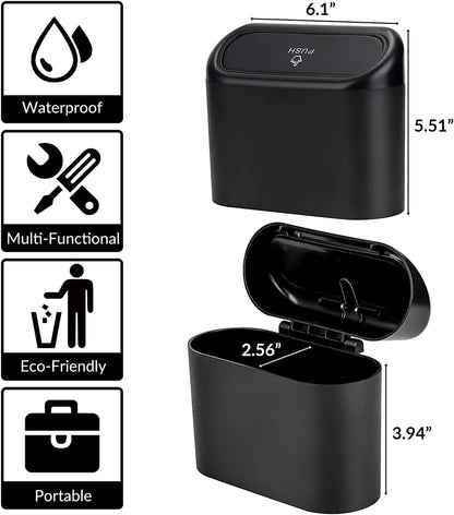 SUPINE 2-Pack Car Trash Can with 30 Disposable Bags – Leak-Proof Vehicle Garbage Bin for Car,Kitchen, Bathroom, Office,Desktop&Outdoor Use – Multi-Purpose Waste Container Organizer