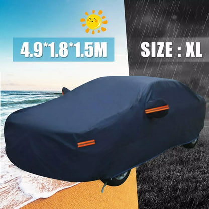 SUV Full Car Cover WaterproofDustproof, UV Protection, Windproof,Sunproof, Scratch-Resistant, BreathableT190 Oxford Fabric with Reflective Stripfor Outdoor & indoor Use -Fits Most SUVs (SUVs, 210.6")