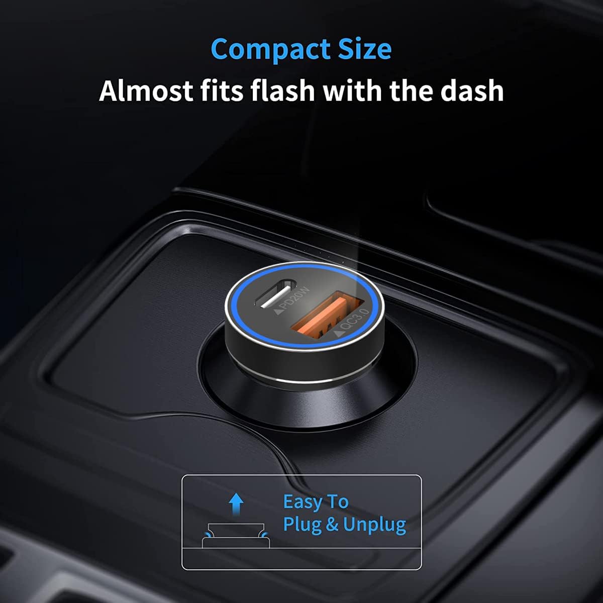 USB C Car Charger, 38W Fast USB Car Charger Adapter PD&QC 3.0 Dual Port for IPhone 13 12 11 Pro Max X XR XS 8, 20/10 S21/20/10 Google Pixel and More