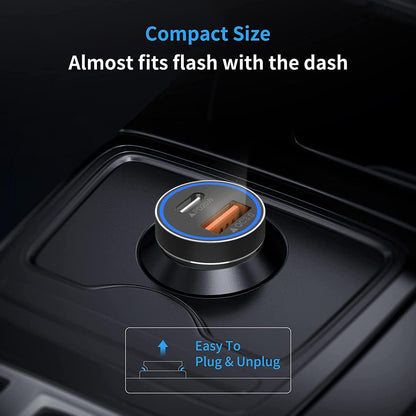 USB C Car Charger, 38W Fast USB Car Charger Adapter PD&QC 3.0 Dual Port for IPhone 13 12 11 Pro Max X XR XS 8, 20/10 S21/20/10 Google Pixel and More
