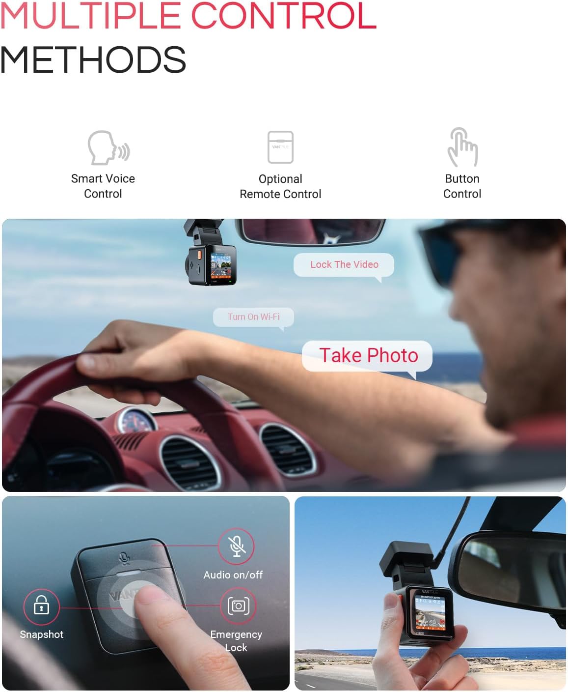 Vantrue E1 Pro 4K Mini Dash Cam Front, STARVIS 2 PlatePix™ HDR Night Vision Car Camera, Built-in 5G WiFi GPS, 1.54'' IPS Screen, LTE Support, Voice Control, 24/7 Buffered Parking Mode, Support 1TB Max