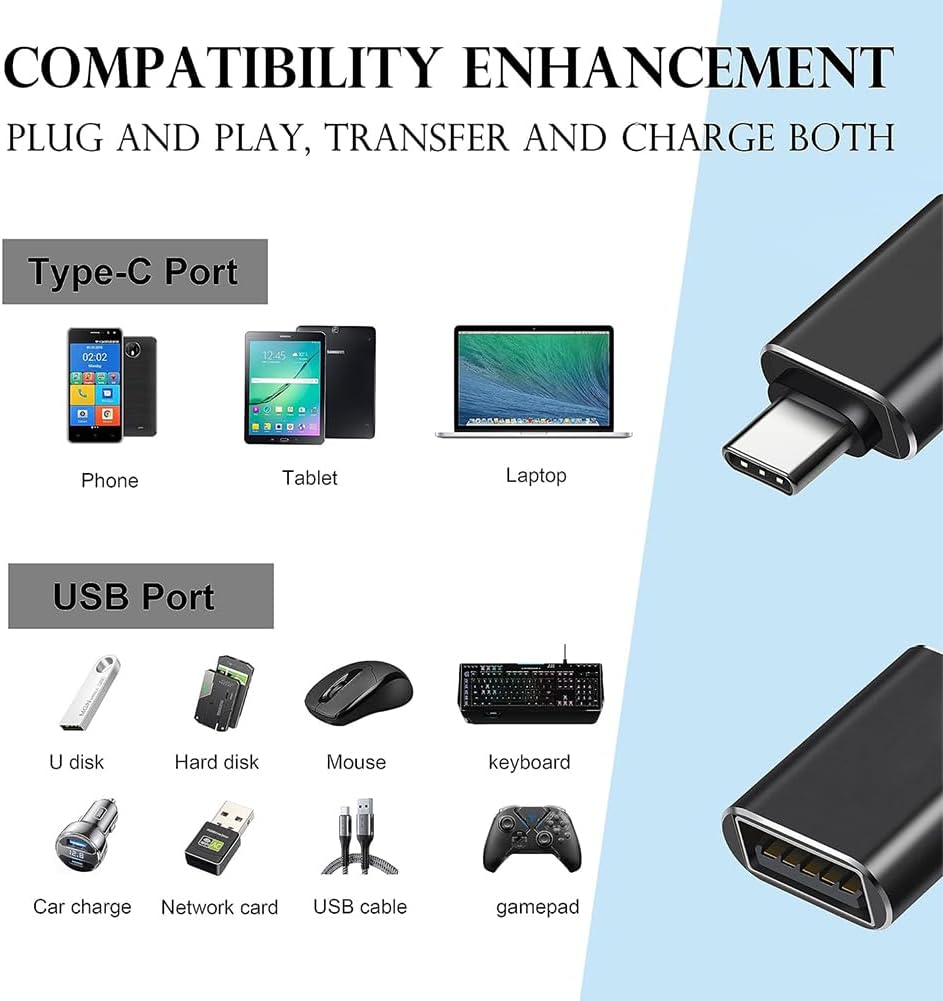 محول USB C إلى USB من أريكيجي [عبوتين]، محول ثاندربولت 3 إلى USB 3.0 OTG متوافق مع ماك بوك برو، بيكسل بوك، والمزيد من الأجهزة بمنافذ USB-C (أسود)