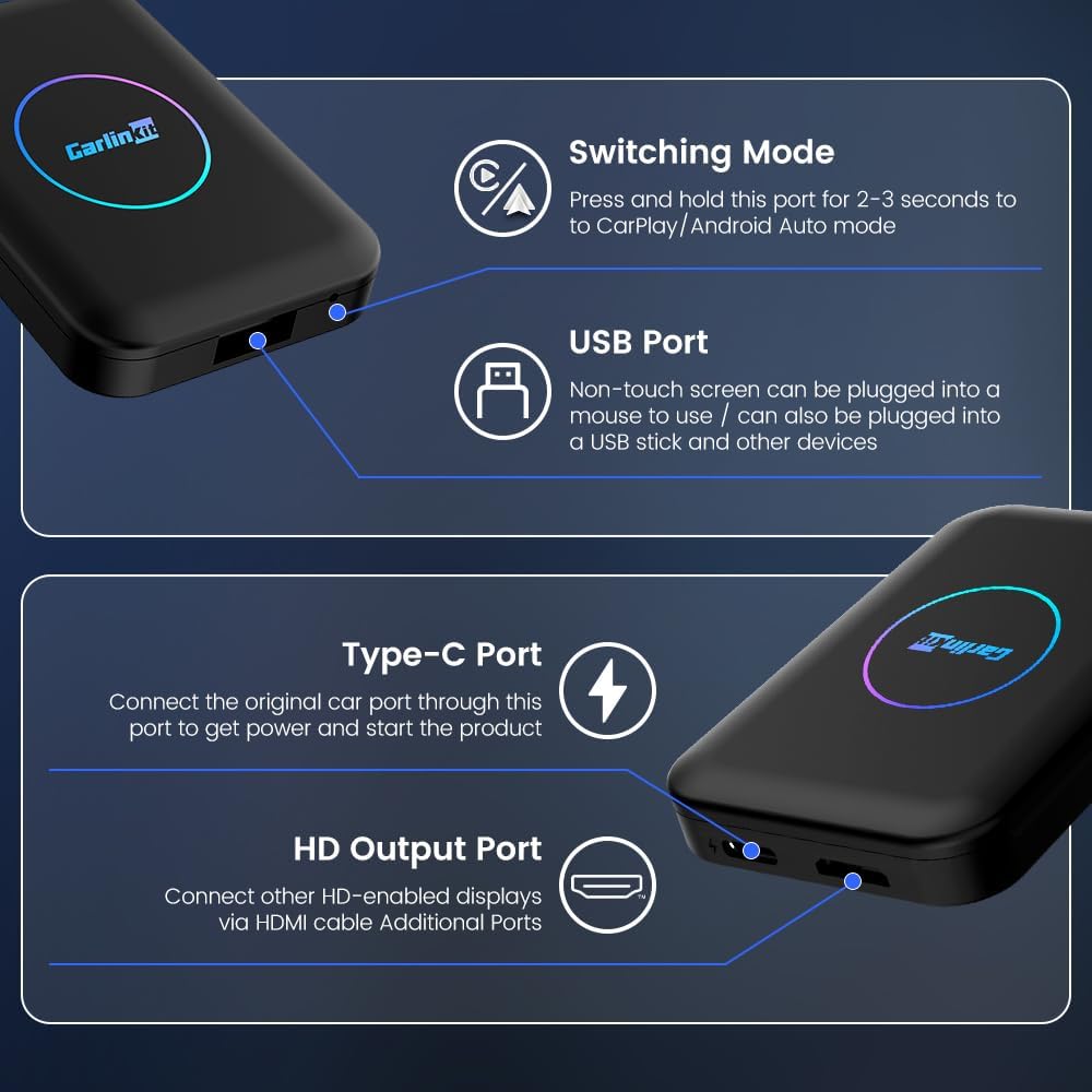 Carlinkit Tbox LITE S (ترقية)، صندوق Android Ai فائق 4 في 1 مع مخرج HDMI 4 + 32 جيجابايت، يأتي مع متجر Google Play / Netflix / نظام ترفيهي داخل السيارة، معتمد من Google GMS