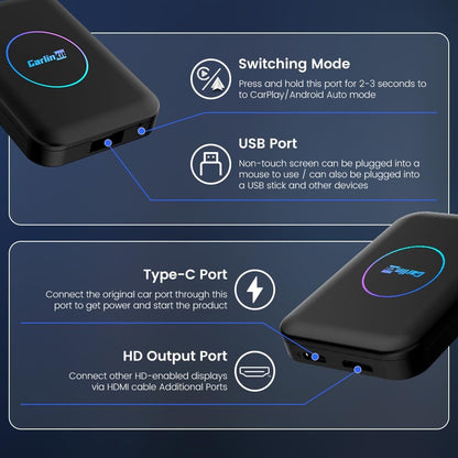 Carlinkit Tbox LITE S (ترقية)، صندوق Android Ai فائق 4 في 1 مع مخرج HDMI 4 + 32 جيجابايت، يأتي مع متجر Google Play / Netflix / نظام ترفيهي داخل السيارة، معتمد من Google GMS