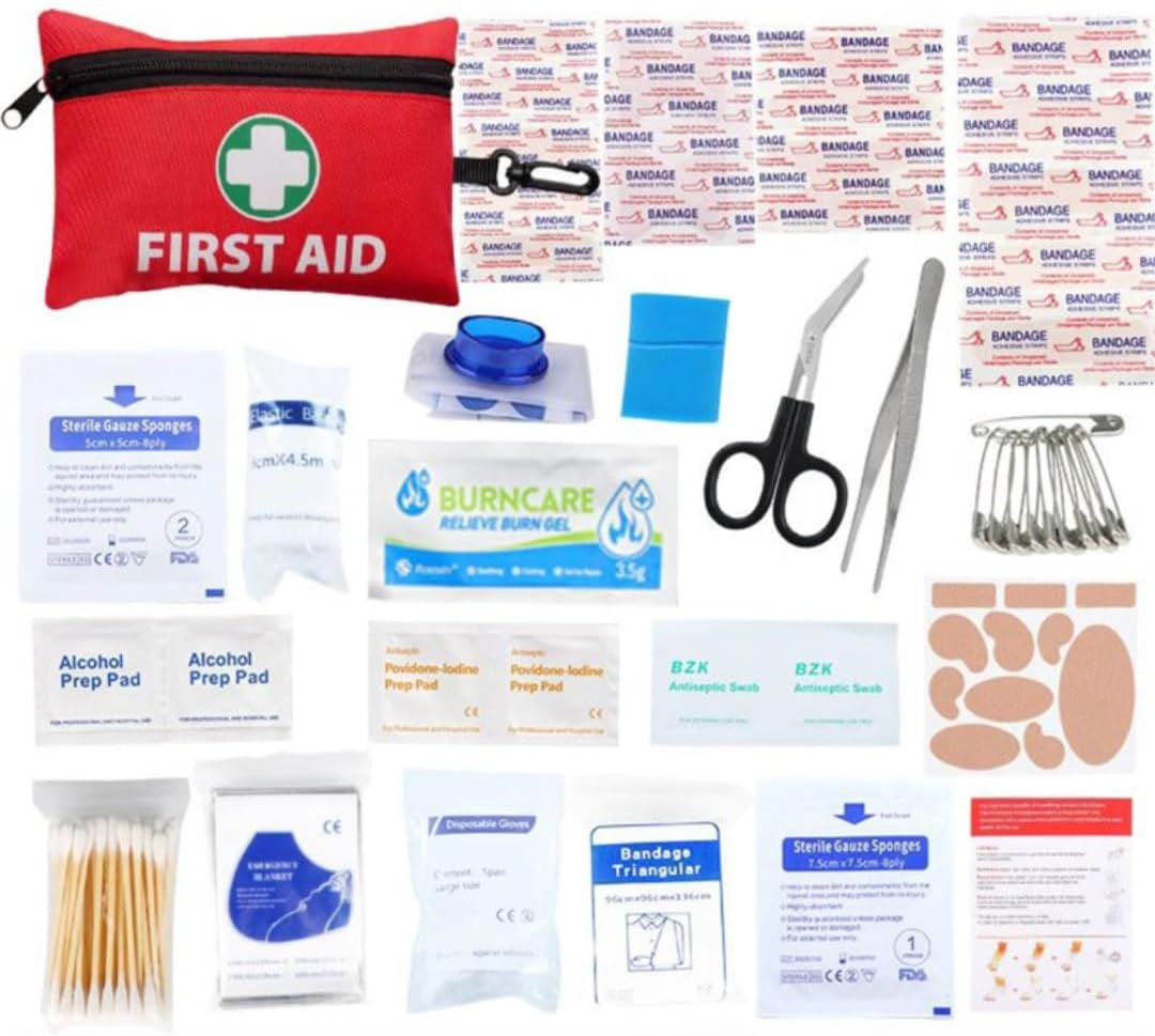 First Aid Kit 132 Pieces – Complete Emergency Preparedness Kit with Bandages, Wipes, Gauze Pads, Scissors & Emergency Blanket for Camping, Travel, Car, Home, Office & Outdoor Use