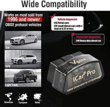 قارئ رموز الأعطاب OBD2 فيجيت آي كار برو بلوتوث 4.0، فاحص رموز OBDII، تحذير فحص المحرك - اي باد ايفون بنظام اي او اس/أندرويد، متوافق مع محول ELM327 (بلوتوث 4.0 لاي باد ايفون بنظام اي او اس/أندرويد)