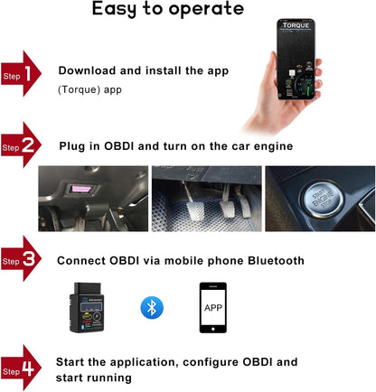 Bluetooth OBD2 Scanner for Car and Vehicles, Wireless OBD II Diagnostic Code Reader for Engine Fault Diagnosis, Universal Professional Auto Scan Tool and Tester Adapter Accessory