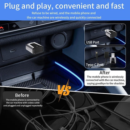 محول كاربلاي لاسلكي - متوافق مع USB-A وUSB-C لايفون واندرويد - 2 في 1 كار بلاي واندرويد اوتو، التوصيل والتشغيل، تحويل سلكي الى لاسلكي، اتصال تلقائي سريع، وقت استجابة منخفض، يعمل مع جميع السيارات
