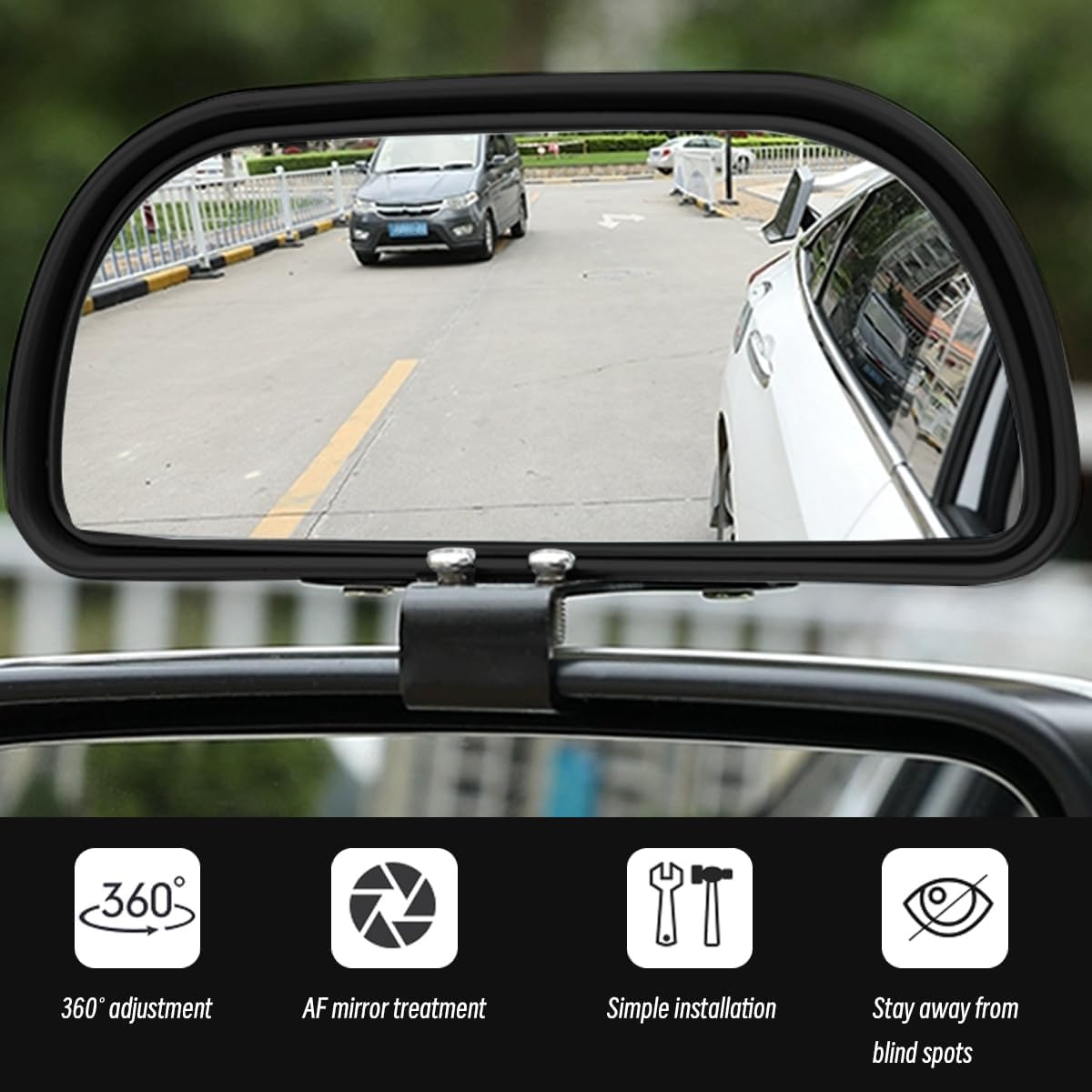 Car Blind Spot Mirror, HD Glass Frameless Convex Rear View Mirrors Exterior Accessories, Wide Angle Adjustible Auto Exterior Blindspot Side View Mirror, Universal for SUV, Sedan, Truck (2 Pcs, Black)