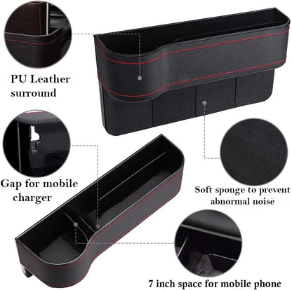 CLOUDFOUR Car Seat Gap Organizer, Car Storage Organizer, Seat Console Car Cup Holder with extra storage for Cards, Keys and Coins (2 pcs)