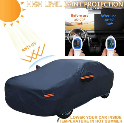 SUV Full Car Cover WaterproofDustproof, UV Protection, Windproof,Sunproof, Scratch-Resistant, BreathableT190 Oxford Fabric with Reflective Stripfor Outdoor & indoor Use -Fits Most SUVs (SUVs, 210.6")