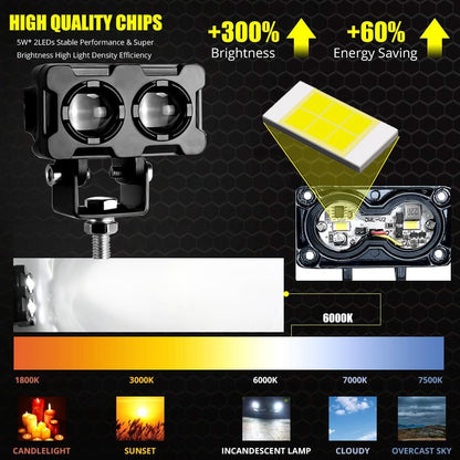 2Pcs 2.9 Inch LED Driving Lights 20W 2 LEDs Pod Lights Waterproof IP68 Fog Lights for off Road SUV ATV UTV Boat Motorcycle.