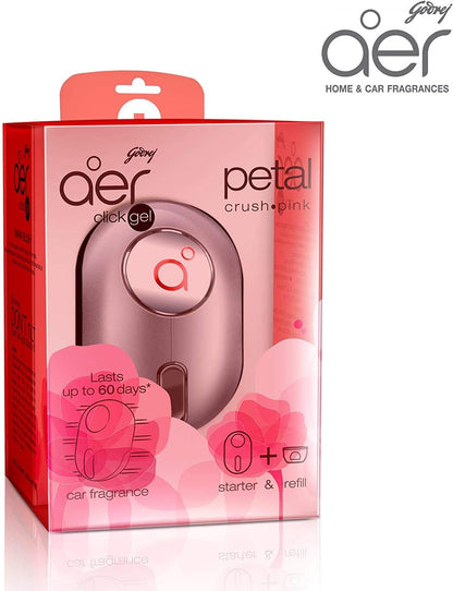 Godrej aer Click, Car Vent Air Freshener Kit - Petal Crush Pink (10G)