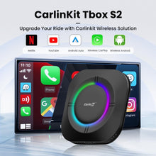 Carlinkit Tbox S2 LED، أندرويد 13، 8 جيجابايت + 128 جيجابايت، محول لاسلكي 3 في 1 مع CarPlay/Android Auto/Play Store/بث الفيديو/مركز الألعاب/نظام تحديد المواقع العالمي (GPS) المدمج