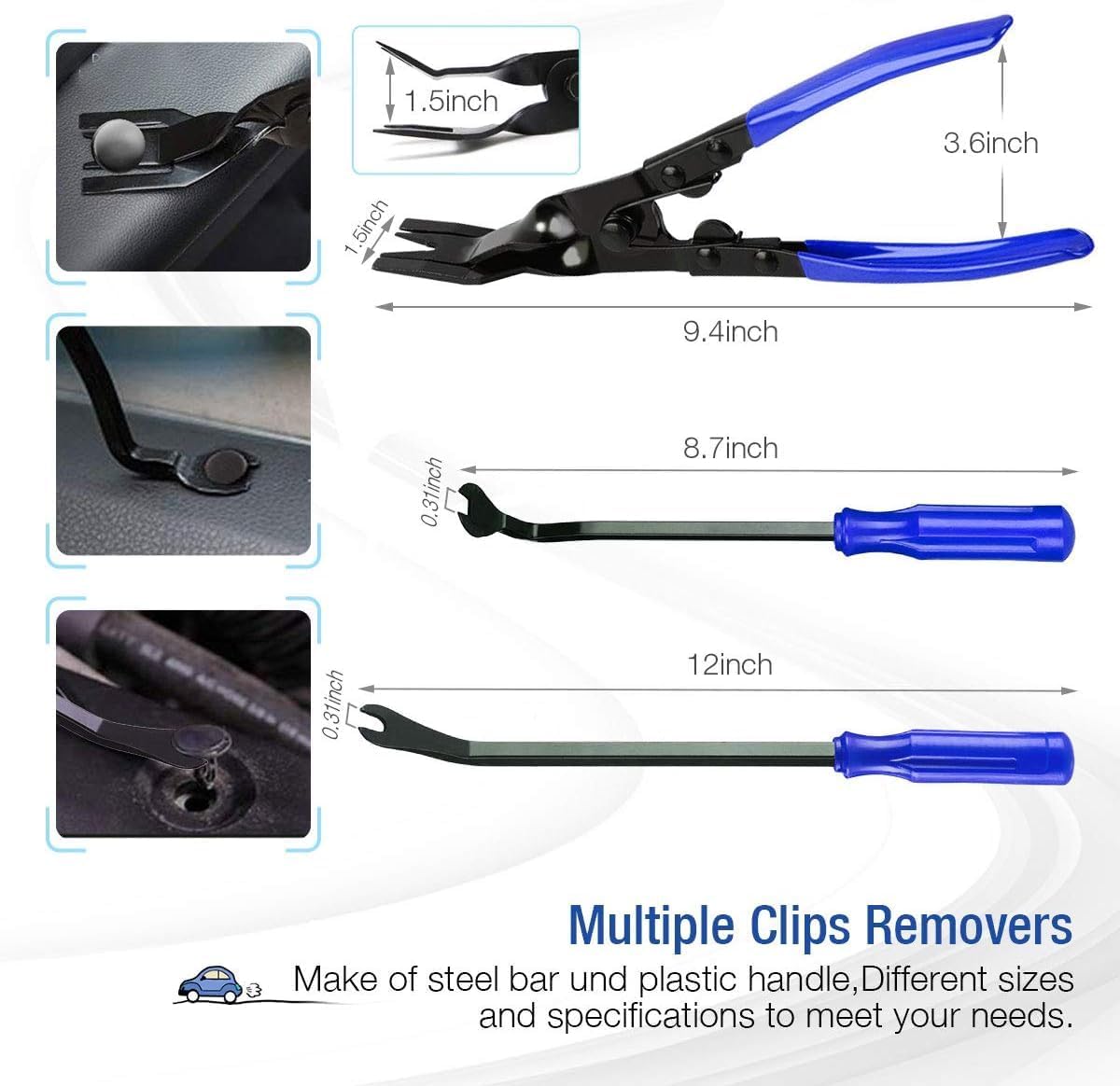 Trim Removal Tools, Car Clamps Fastener Removal Set, Car Panel Door Audio Dashboard Trim Removal Tool Kit, Car Removal Clamps, Plastic Pry Tool, Car Interior Removal Kit