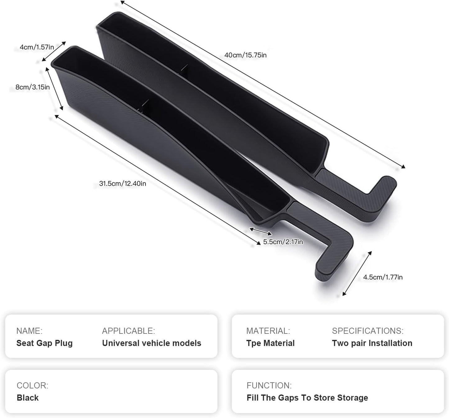 PINKE 2PCS Car Seat Gap Filler Organizer, Multifunctional Car Gap Fillers with USB and Phone Holder, Universal Car Seat Storage Automotive Console Organizer Between Seats for Phone, Keys, Eyeglasses
