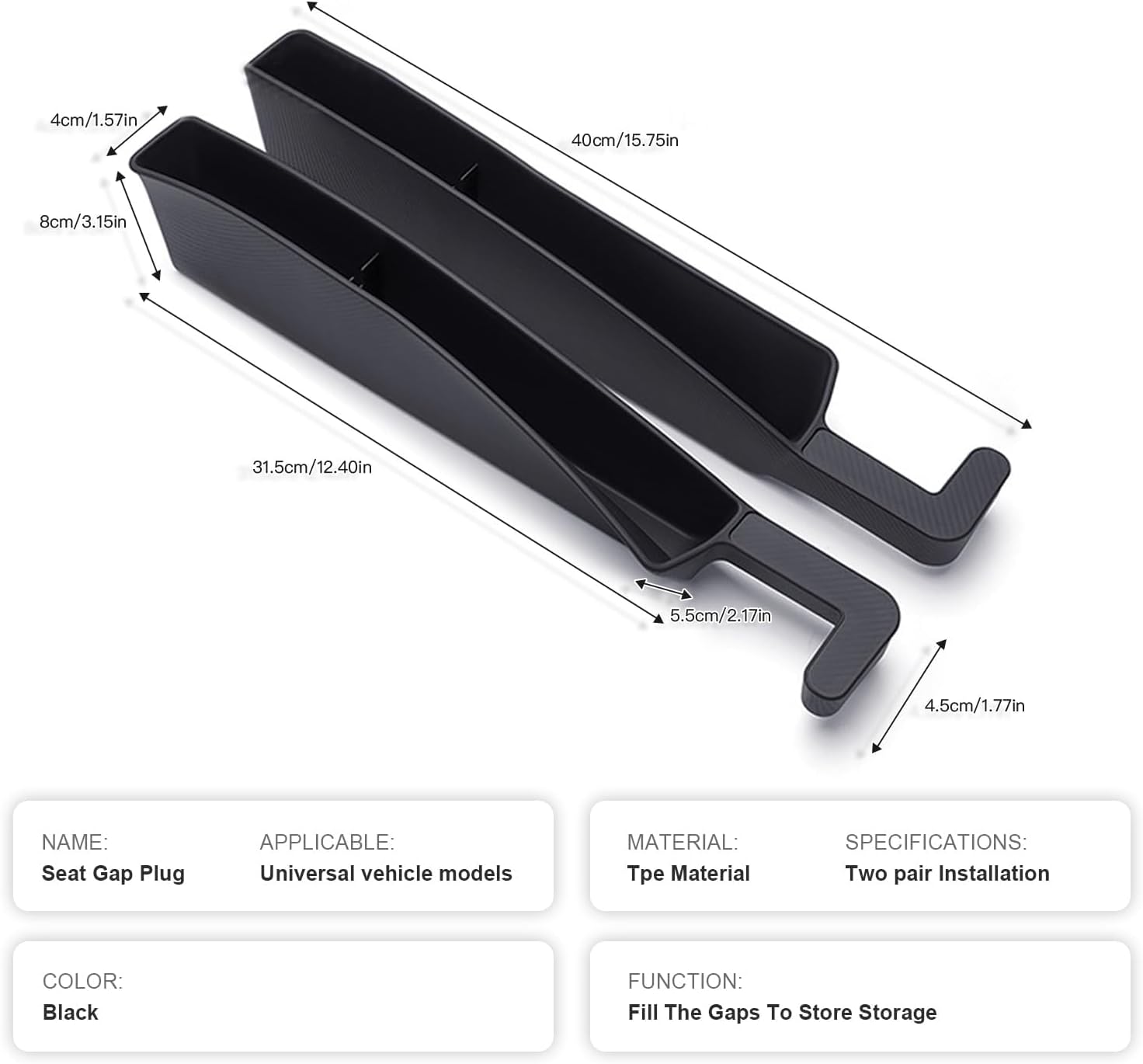 PINKE 2PCS Car Seat Gap Filler Organizer, Multifunctional Car Gap Fillers with USB and Phone Holder, Universal Car Seat Storage Automotive Console Organizer Between Seats for Phone, Keys, Eyeglasses