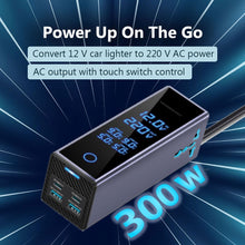 باورلوجي عاكس كهربائي للسيارة 300 واط، منفذان AC، منفذان USB بشحن سريع بقدرة 36 واط، محول قابس مدمج للمركبات، شاشة عرض الجهد، شاحن سيارة للهاتف أو الكمبيوتر المحمول، حماية مدمجة