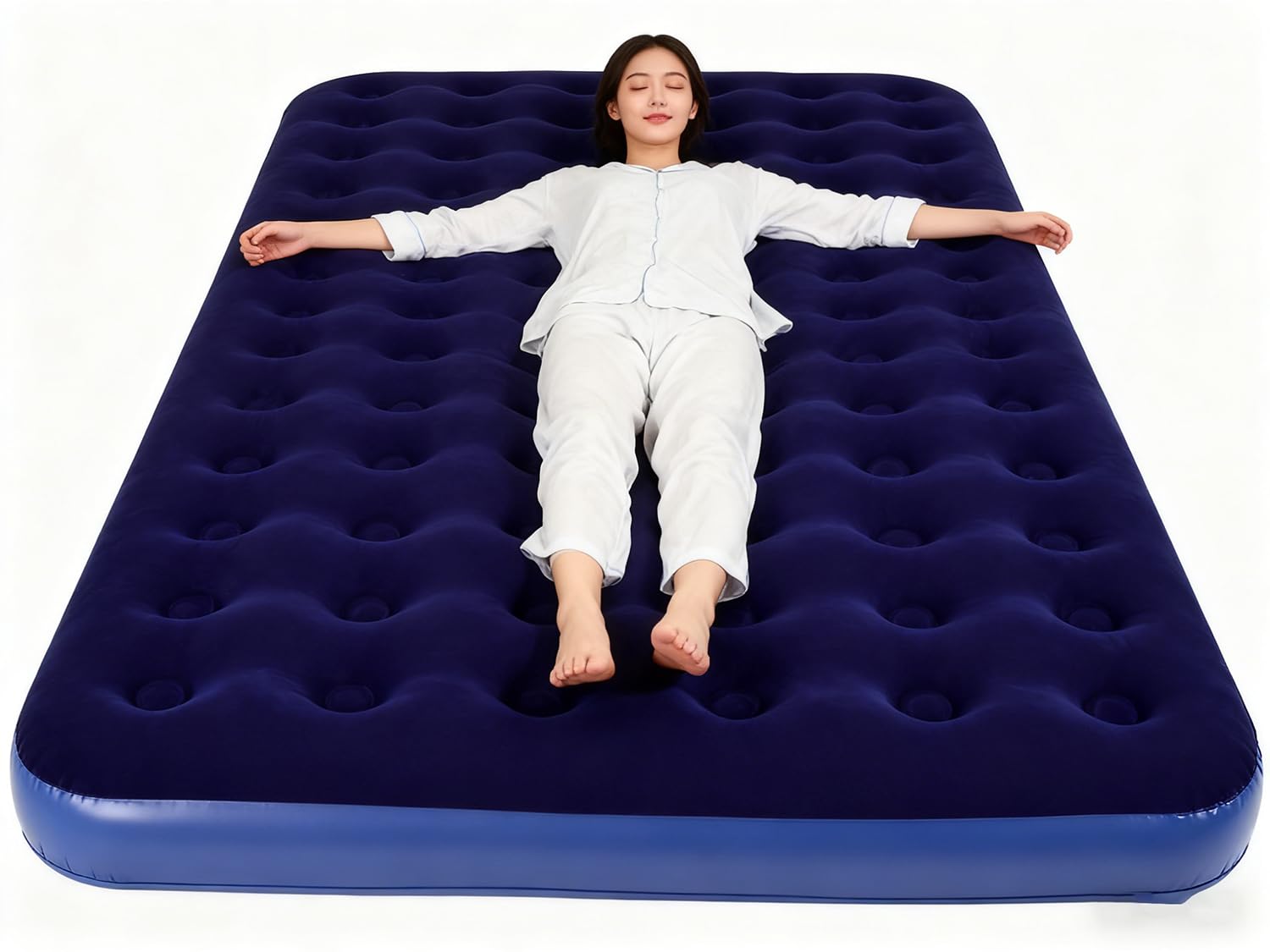 SKY-TOUCH Lightweight Inflatable Air Mattress, Portable Camping Air Bed Comfort Dual-Surface Airbed, Portable Air Bed for Camping, Home & Travel, Flocked Airbed