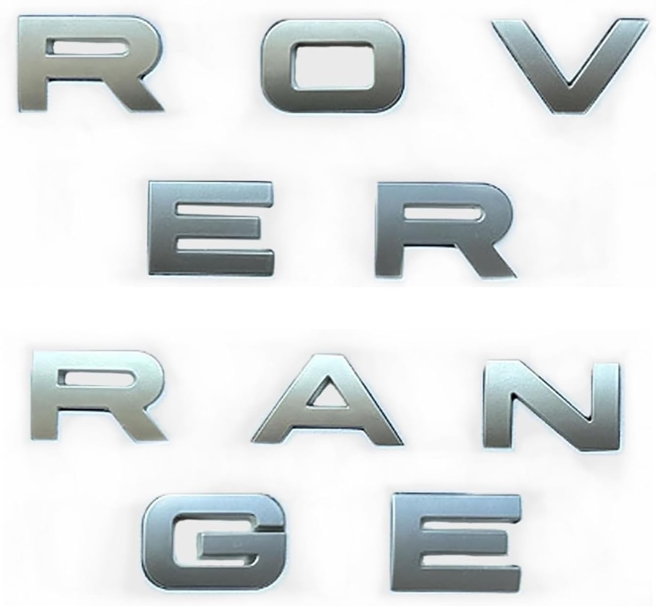 3D Raised Head Cover Hood Front Letters Emblem/Tailgate rear Letters Emblem Sports Line Badge Letter emblem,3M Adhesive Backing Compatible for RA Rover accessories (Glossy silver)