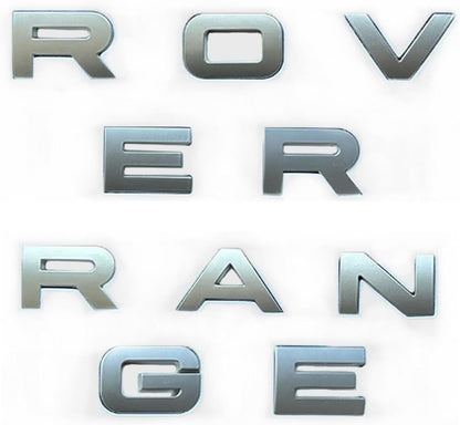 3D Raised Head Cover Hood Front Letters Emblem/Tailgate rear Letters Emblem Sports Line Badge Letter emblem,3M Adhesive Backing Compatible for RA Rover accessories (Glossy silver)