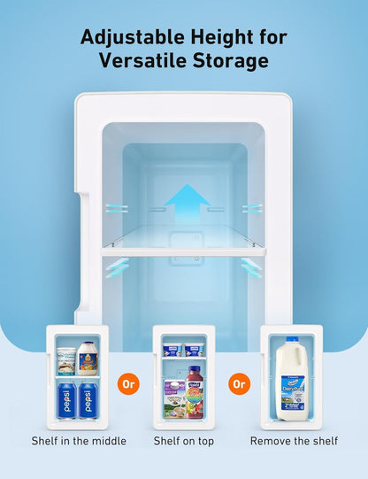 8L Mini Refrigerator, Portable Refrigerator w for Bedroom, Car, Office Desk, Thermoelectric Cooler Warmer Food, Drinks, Skincare, Beauty Makeup AC/DC Small Refrigerator