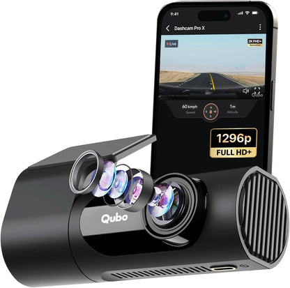 Qubo Car Dash Camera Pro X from Hero Group | 2MP FHD 1080p | Made in India Dashcam | Super Capacitor | WiFi | with Emergency Recording | Easy DIY Set Up | Up to 1TB SD Card Supported | (Space Grey)