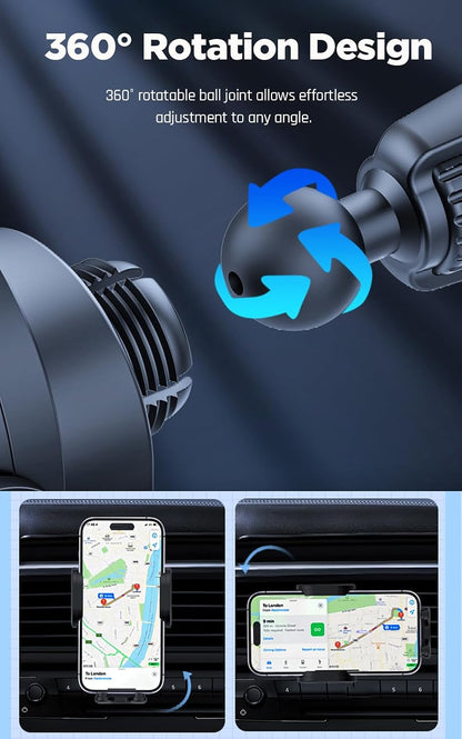 Car Phone Holder,15W Wireless Car Charger for Air Vent,Metal Hook,Touch Auto Lock,Fast Charger,Smart Control,Compatible with iPhone 16 Pro Max 15 14 Samsung Galaxy Xiaomi