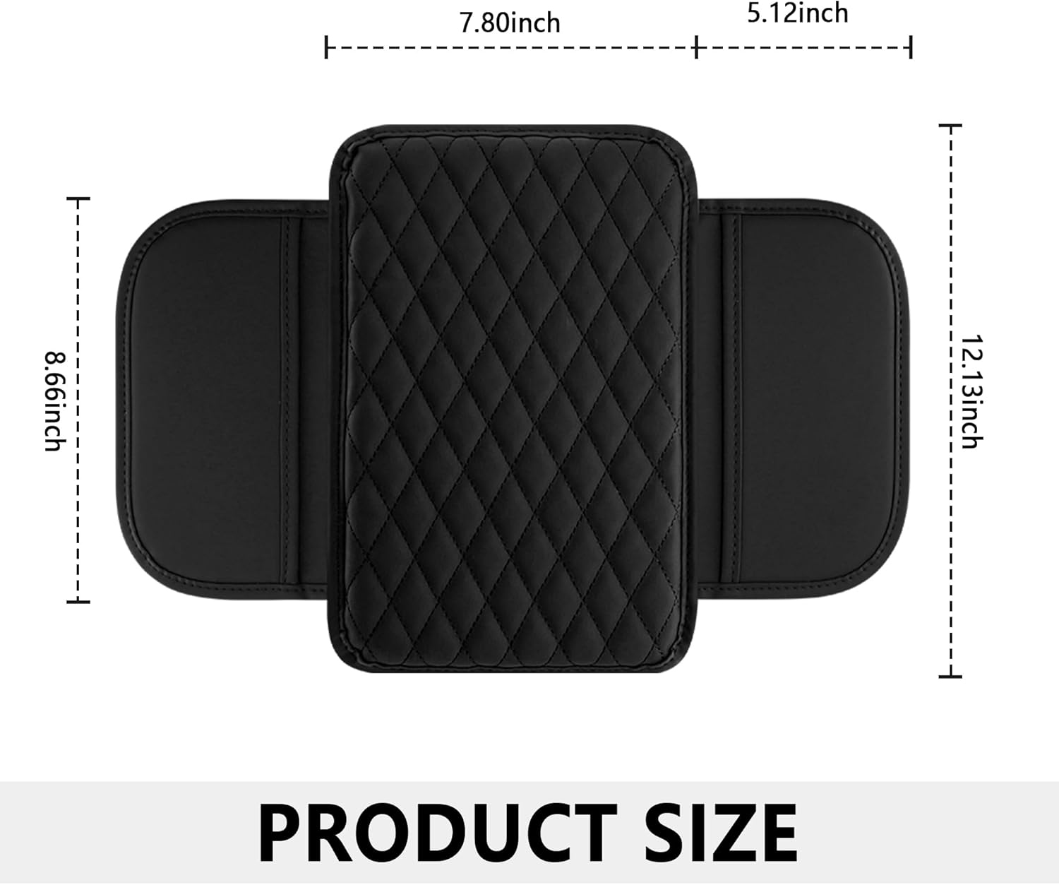 Upgraded Car Center Console Cover,Microfiber Leather Car Armrest Cover Cushion with 2 Storage Bags,Car Armrest Storage Box Car Interior Accessories for Most Vehicles (Black)