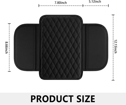 Upgraded Car Center Console Cover,Microfiber Leather Car Armrest Cover Cushion with 2 Storage Bags,Car Armrest Storage Box Car Interior Accessories for Most Vehicles (Black)