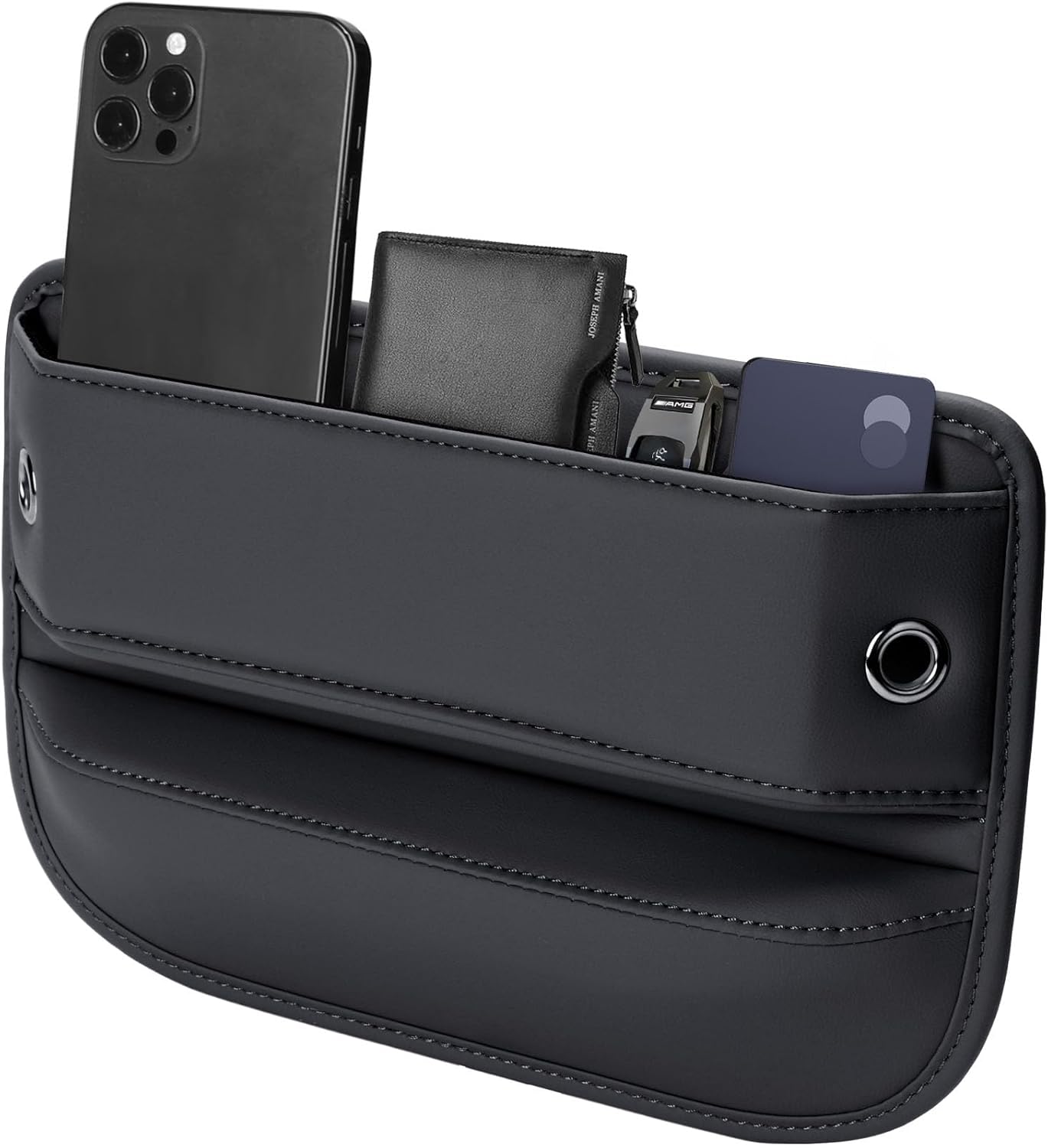 حشو فجوة مقعد السيارة بمقاس عالمي من اونتو، منظم من الجلد الفاخر لملء الفراغات بين مقاعد السيارة للنساء والرجال، اساسيات السيارات لسيارات الدفع الرباعي والشاحنة (اسود، عبوة واحدة)