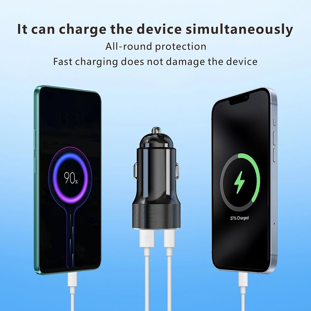 شاحن سيارة C29 USB-C بقدرة 60 واط من اكس زد ام، محول سيارة USB + نوع سي، شاحن هاتف سيارة صغير الحجم لايفون، لا غنى عنه للرحلات البرية، متوافق مع 5 فولت-12 فولت (USB + نوع C)